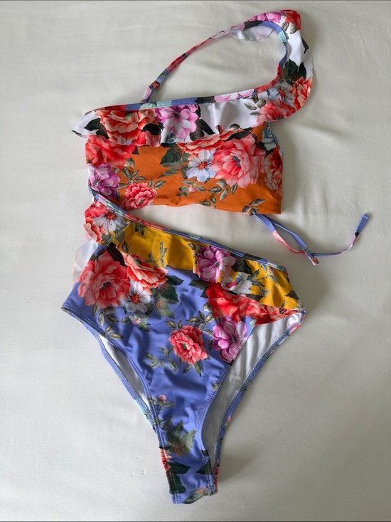 Other - Floral One-Shoulder Swimsuit Colorful Floral Print M